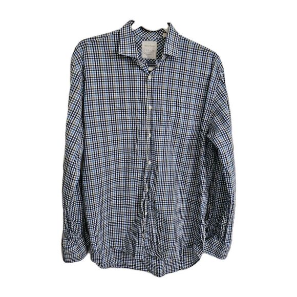 Billy Reid Shirt Mens Large Blue Plaid Check Button Down Longsleeve Standard Cut - Picture 1 of 10